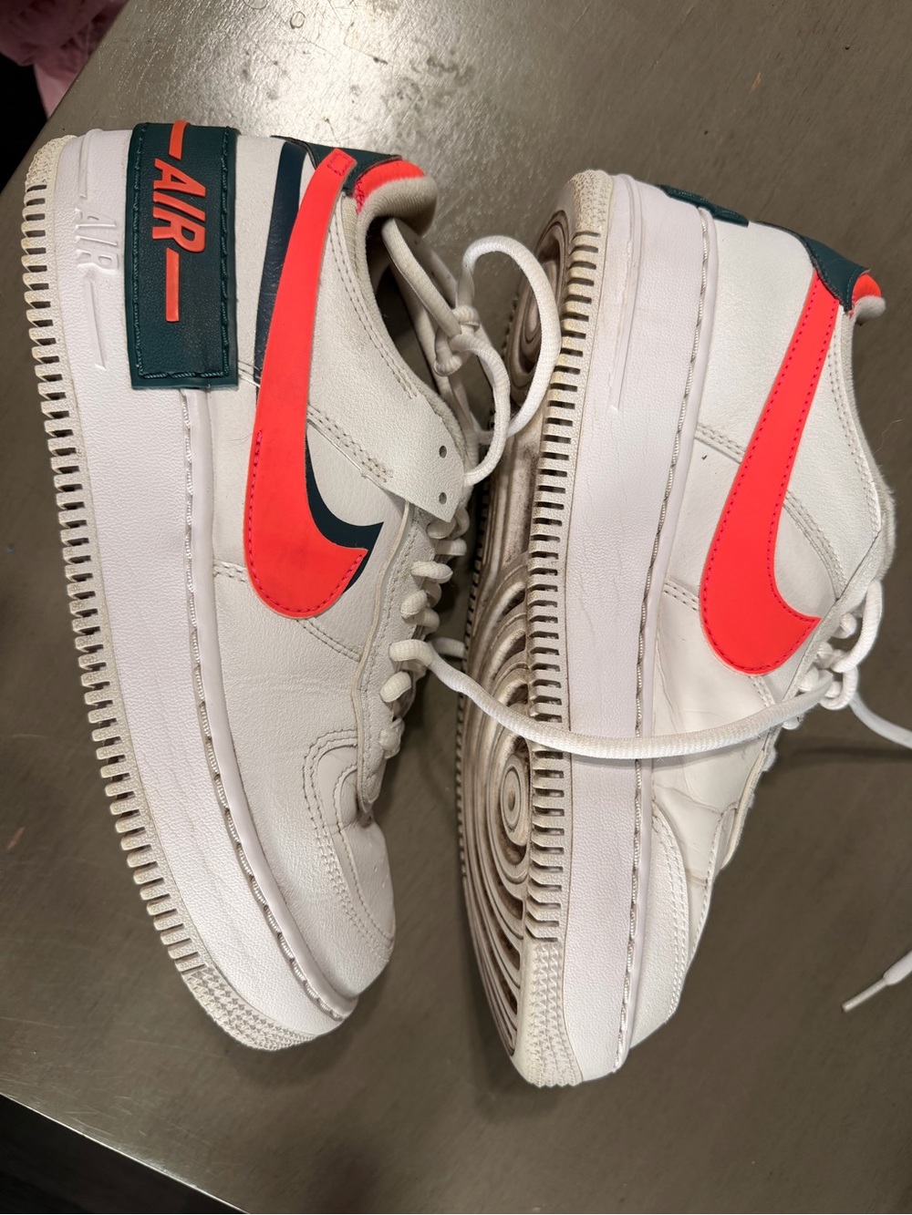 NIKE Air Force 1 Shadow Solar Red Dark Teal White Woman’s size 8.5